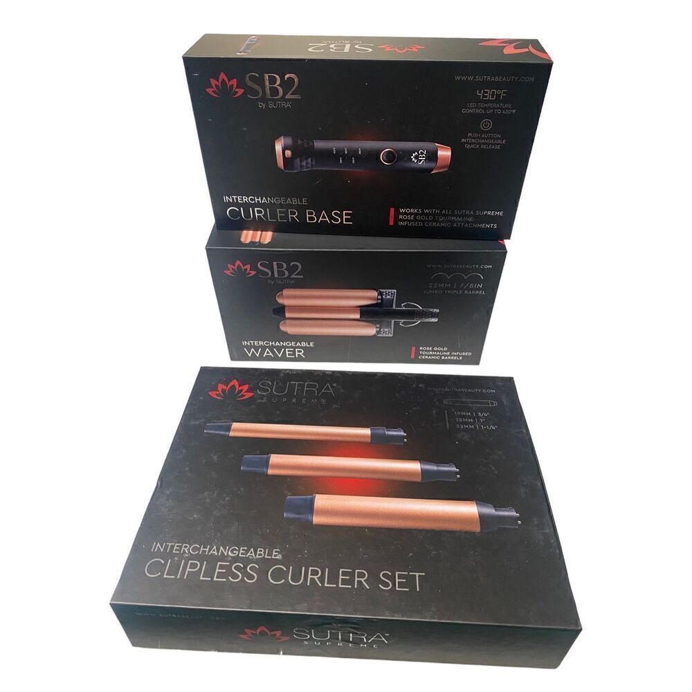 SB2 by SUTRA Interchangeable 3 in 1 Styling Base, Clipless Curler Set & Jumbo Tr